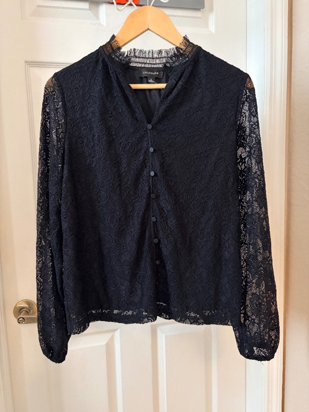 Calligraphie Black Lace Long Sleeve Blouse/Top - Small